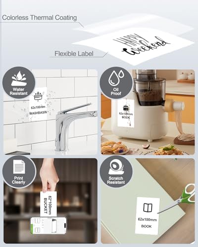 Phomemo M220 Label Maker & 4 Roll Label, 3.14 Inch Bluetooth Thermal Label Printer for Barcode, Address, Labeling, Mailing, File Folder Label, Easy to Use, Support Smartphone, Tablet&PC
