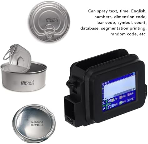 gernie Handheld Inkjet Printer, LED Touch Quick Drying Inkjet Coding Machine Multi Languages USB Mini Pocket Mobile Inkjet Printer with for Production Date Logo (US