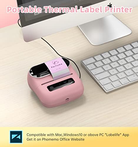 Phomemo M220 Label Maker & 1 Roll Rainbow Gradient Circle Thermal Label, 1.96" x 1.96"（50x50 mm）, Portable Sticker Label Maker Machine for Mailing, Storage, Address, Clothing, Home, Office