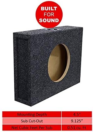 Bbox 10" Single Sealed / Shallow Mount Subwoofer Enclosure Boxes & Enclosures - Pro Audio Tune - Premium Subwoofer Box Improves Audio Quality, Sound & Bass - Nickel Finish Terminals