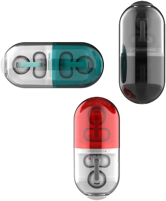 Moondrop Pill Open Ear Headphones Bluetooth 6.0 OWS Hanging Earphones IPX4 Open Ear Clip Wireless Earbuds Built-in AI ENC MD-0WS-003 (Black)