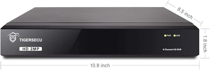 TIGERSECU Super HD 1080P 8 Channel DVR Security Recorder with 2TB Hard Drive, Hybrid 6-in-1 CCTV DVR Recorder Compatible with 2MP and 5MP TVI, AHD, CVI, CVBS, RS485 PTZ and IP Security Cameras
