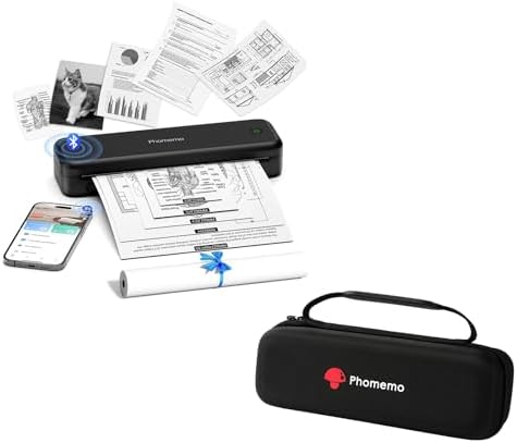 Phomemo M834 Portable Printers & 1 Printer Case, Bluetooth Inkless Thermal Printer Compatible with iPhone, Android Phone, Laptop for Office Car Home Use