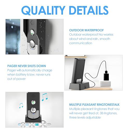 2-Way Wireless Intercom Doorbell System 1000m (3280ft) Super Long Range Intercom System Indoor Outdoor for House Office Room to Room Communication
