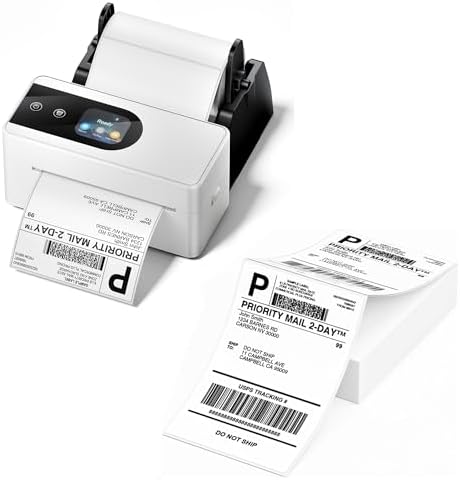 Phomemo 4x6 Shipping Label Printer with Touch Screen, Wireless Bluetooth Thermal Printer for Small Business & Packages, Compatible with Amazon Shopify UPS USPS, with 100 4X6 Thermal Labels