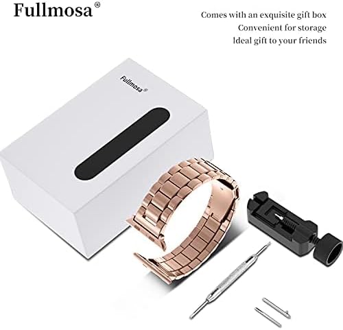 Fullmosa Metal Band Compatible with Apple Watch Bands 41mm 40mm 38mm, iWatch Band with Case for Apple Watch Series 9 8 7 6 5 4 3 2 1 SE3/2/1, Rose Gold