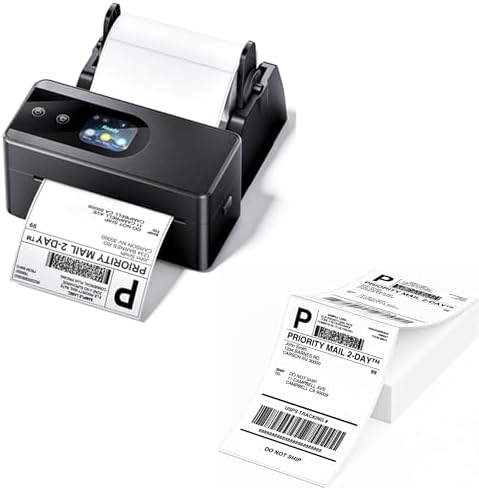 Phomemo Thermal Label Printer Upgraded with Touchable Screen, Shipping Label Printer for Small Business, 4x6 Wireless Thermal Label Printers for Shipping Package, with 4X6 Thermal Labels