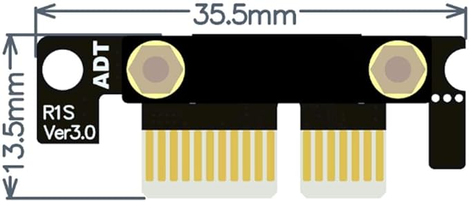 JMT ADT-R11SL-TL Dual 90Degree Right Angle PCIe 3.0 x1 to x1 Extension Cable 8G/BPS High Speed PCI Express 1x Riser Card Ribbon Extender (5cm)