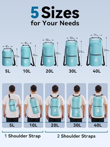 HEETA Fish Scale with Backlit LCD Display, Up to 110lb/50kg, 2 AAA Batteries Included (Black) Bundled with Waterproof Dry Bag with Front Zippered Pocket for Women Men (Blue 5L)