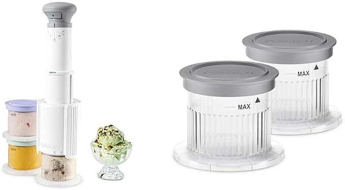 Cuisinart FastFreeze 0.5 Pint 5‑in‑1 Ice Cream Maker Bundle – Freeze Wand with 2 Extra 0.5‑Pint Mixing Cups & Lids, Makes Ice Cream, Milkshakes, Slushies, Sorbet & Mix‑Ins