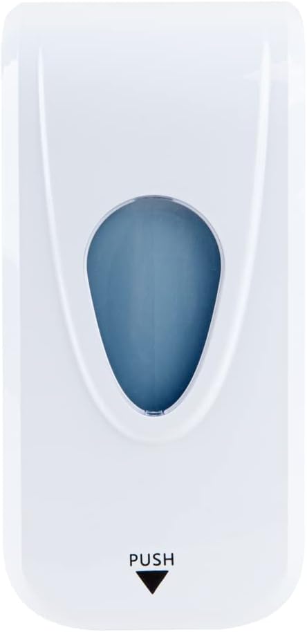 Restaurantware Clean Tek Professional 33 Ounce Manual Soap Dispenser 1 Wall-Mountable Soap Dispenser - For Gel Or Liquid Soap White Plastic Soap Dispenser Push Mechanism Transparent Tank