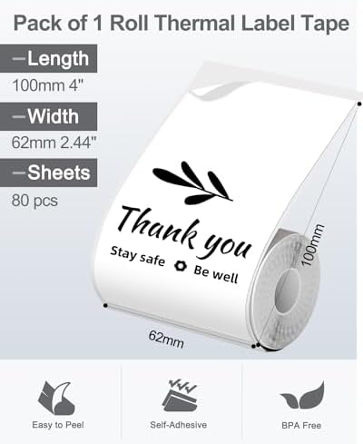 Phomemo M220 Label Maker & 4 Roll Label, 3.14 Inch Bluetooth Thermal Label Printer for Barcode, Address, Labeling, Mailing, File Folder Label, Easy to Use, Support Smartphone, Tablet&PC