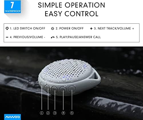Shower Speaker IP67 Waterproof Bluetooth Speaker, Portable Bluetooth Speaker with Enhanced Bass and Built-in Mic, Mini Bluetooth Speaker with Compact Size for Home Outdoor Travel (White)