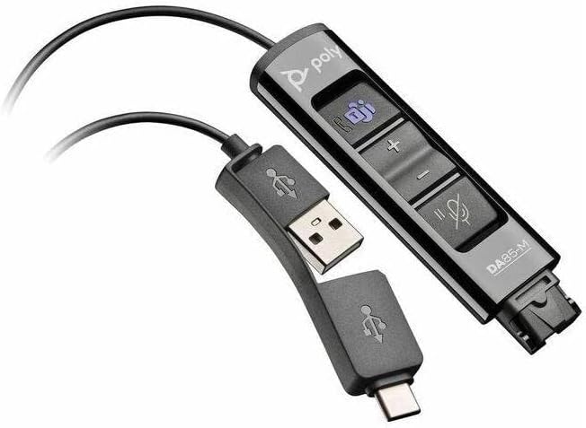 Poly - DA85M USB-A/USB-C Digital Adapter (Plantronics) - Works with Poly Call Center Quick Disconnect (QD) Headsets - Acoustic Hearing Protection - Hold & Call Answer Buttons - Optimized for Teams