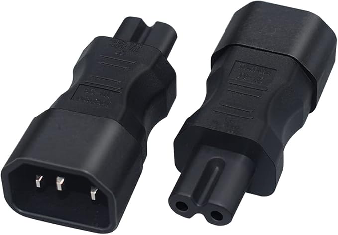 (10Packs IEC 320 C14 to C7 Power Adapter,10A-125V for America, 2.5A-250V for Europe, Male to Female Plug Adapters Standard AC Power Cord for PDU UPS