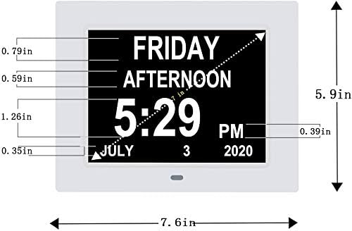 Digital Clock Large Display for Seniors 8 Alarm Non-Abbreviated Day Date Calendar Clock with AM PM Auto-Brightness, Dementia Clock for Senior Elderly Vision Impaired Memory Loss Alzheimers(7 inch)