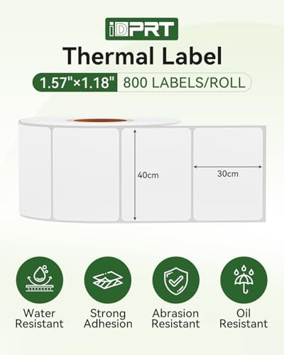 iDPRT SP320 Desktop Label Maker with 1 Roll of 800 pcs Thermal Label (1.57”×1.18”), Bluetooth Thermal Shipping Label Printer for Parcel Shipping, Small Businesses, Offices, and Home, Sticker Printer