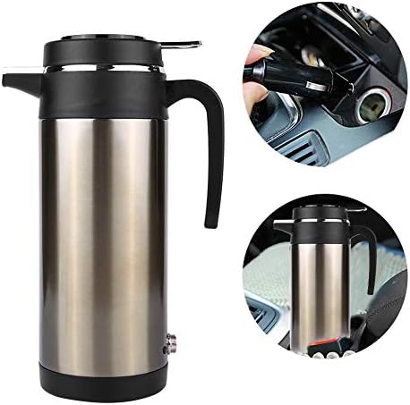 Electric Car Kettle, 1200ML 12V Stainless Steel Electric Incar Heater, Portable Travel for Coffee, Tea, Water, Milk, On-the-Go Coffee Heater, Perfect for Drivers, RV Camping, Office Use, Compact and