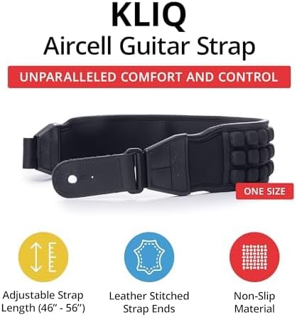 KLIQ AirCell Guitar Strap for Bass & Electric Guitar with 3" Wide Neoprene Pad and Adjustable Length