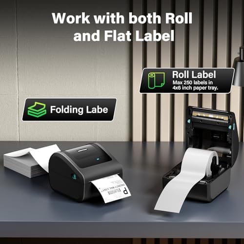 D450BT Bluetooth Shipping Label Printer & 250Pcs*2 4x6 Roll Thermal Labels, Wireless Label Printer for Small Business, Thermal Printer for Shipping Labels