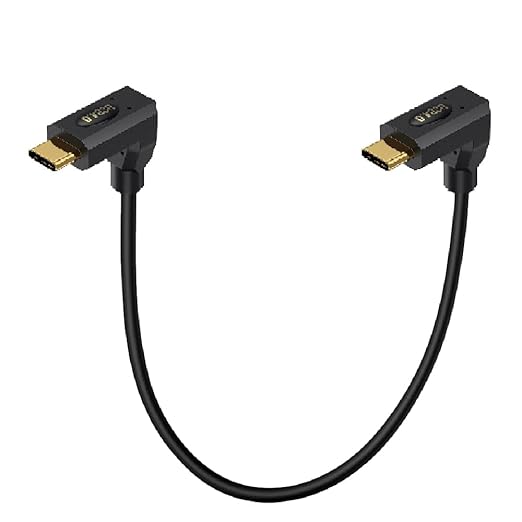 1ft 40Gbps USB 4.0 Type C Cable, 240W 5A PD Up & Down Angle USB C Male to Up & Down Angle USB C Male Cord for Smartphones, Laptops, Thunderbolt 3, Support 8k@60Hz