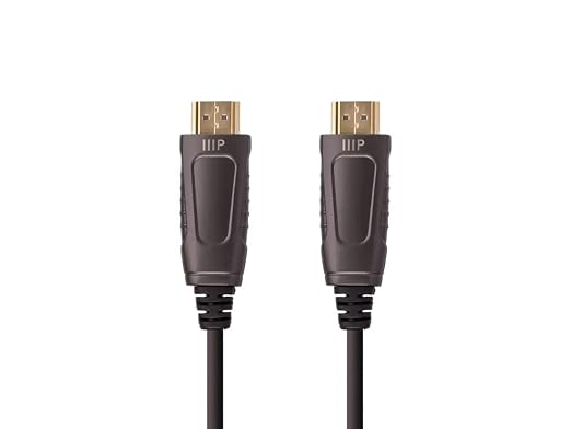 Monoprice 8K Ultra High Speed Fiber Optic Certified HDMI Cable - HDMI 2.1, 8K@60Hz, 4K@120Hz, 48Gbps, HDR, VRR, Active Optical Cable (AOC), 24ft, Black