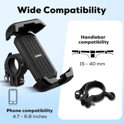 Bike Lock Heavy Duty Anti Theft U Lock with 5ft Security Cable with Bike Phone Holder Bundle