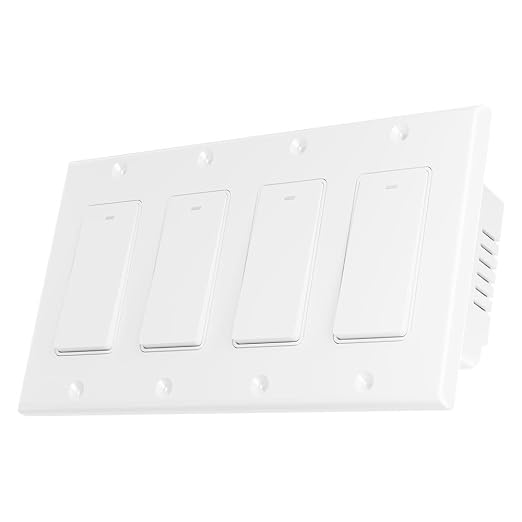 Smart Switch 4 Way, Neutral Wire Required, 2.4GHz Wi-Fi Light Switch Compatible with Alexa and Google Home, UL Certified