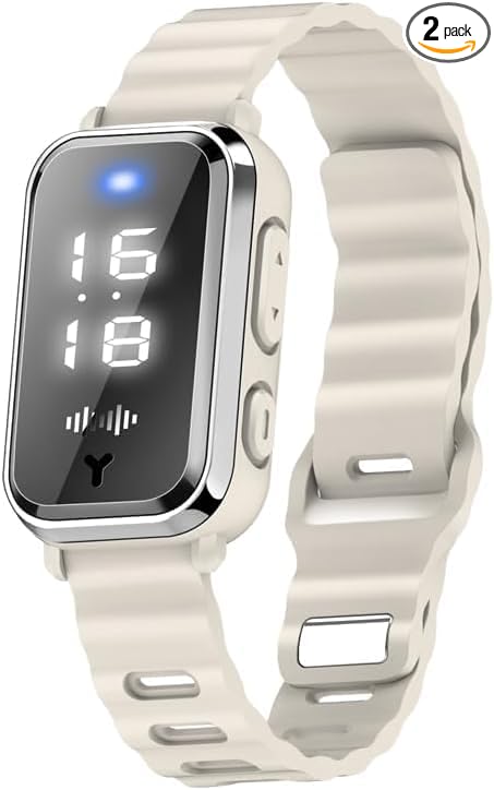 Ultrasonic Mosquito Repellent Bracelets Watch Adjustable Silicone Wristbands Outdoor Bracelets for Kids & Adults Non-Toxic Natural (1Pack M16 Beige Watch)