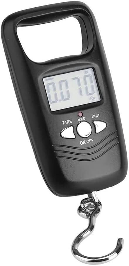 Luggage Scale 50kg LCD Digital Hanging Scale Electronic Pocket Hook Scales with Backlight for Travel Family Shopping Fishing and Other Outdoor Activities (Black 50kg/10g)