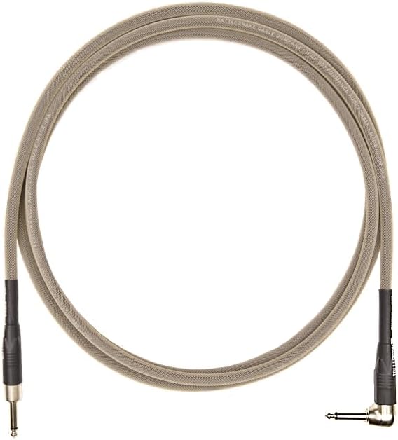 Rattlesnake Cable - 15 Foot Standard Dirty Tweed Guitar Instrument Cable Straight to Right Angle 1/4-Inch plugs