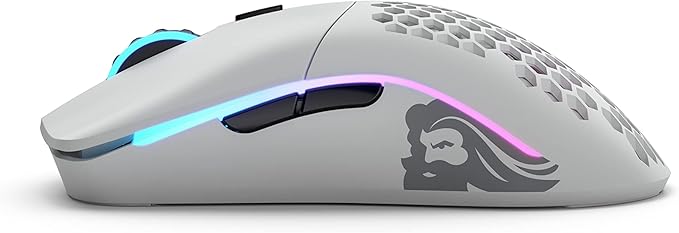 GLORIOUS Model O Wireless Gaming Mouse - Superlight, 69g Honeycomb Design, RGB, Ambidextrous, Lag Free 2.4GHz Wireless, Up to 71 Hours Battery - Matte White