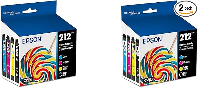 Epson 212 Claria Ink Standard Capacity Black & Color Cartridge Combo Pack (T212120-BCS) Works with Workforce WF-2830,2850 and Expression XP-4100,4105,(Pack of 2)