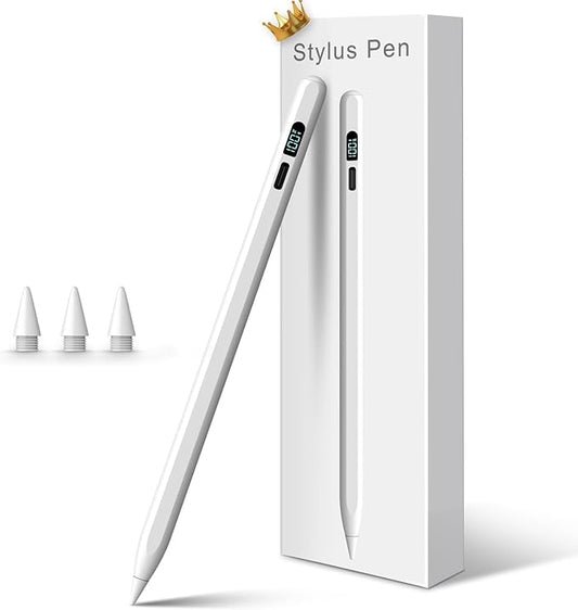 iPad Pencil 2025-2018, LED Display Fast Charge Stylus Pen with Palm Rejection & Tilt Sensitivity, Compatible for iPad A16 11/10/9/8/7/6, Pro 11"/12.9"/13''/M4, Air M3/M2/5/4/3, Mini 7/6/5