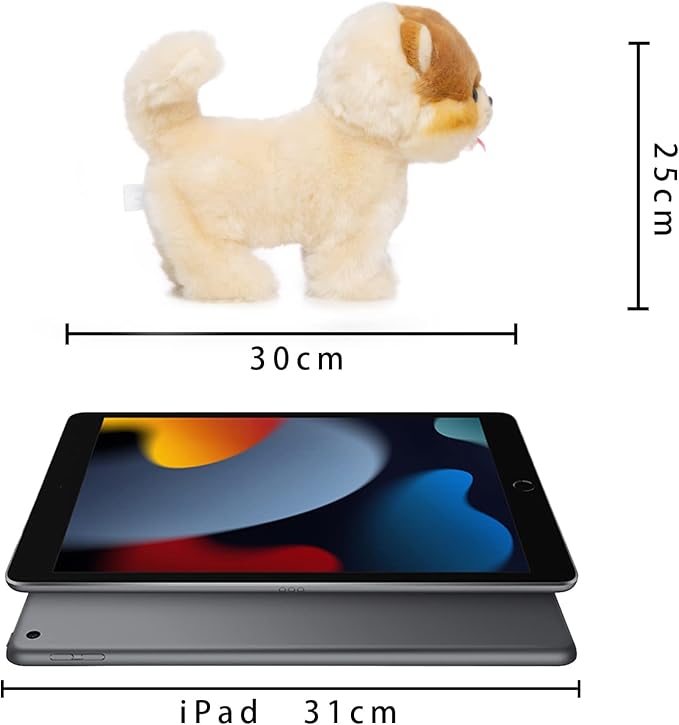CU-MATE Electronic Walking Dog Toy, Interactive Plush Pomeranian Puppy, Realistic Interactive Pet Toy Dog, Walking, Barking, Wagging Tail & Talking, Present Gifts for 3+ Year