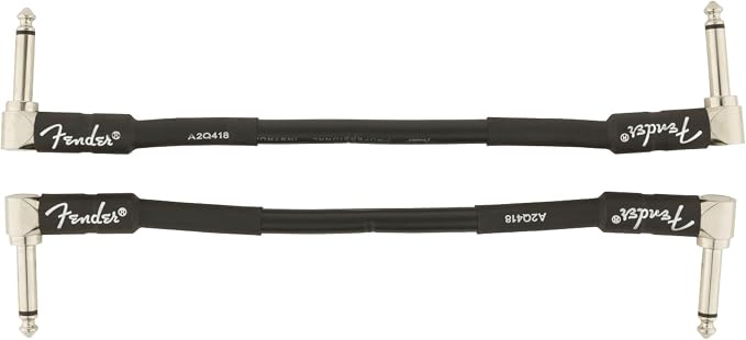 Fender Professional Series Instrument Cable, Guitar Cable, Guitar Accessories, Angle/Angle, Black, 6in, 2-Pack