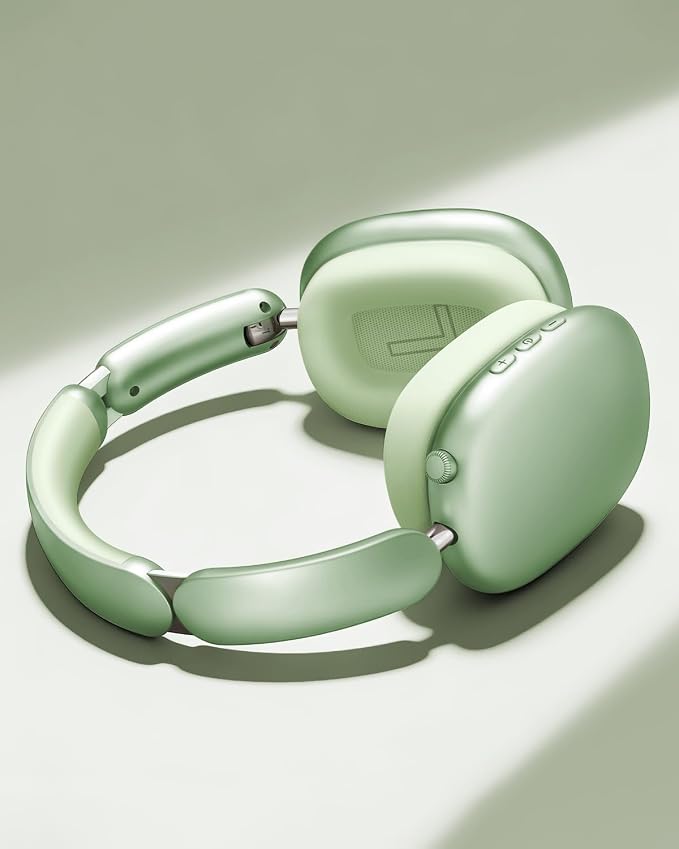 Wentronic Y02 Active Noise Cancelling Headphones, Wireless Over-Ear Bluetooth 5.4 Headphones with Microphone, 60H Playtime, Hi-Res Audio, Big Bass, Foldable Lightweight for Travel Home Office, Green