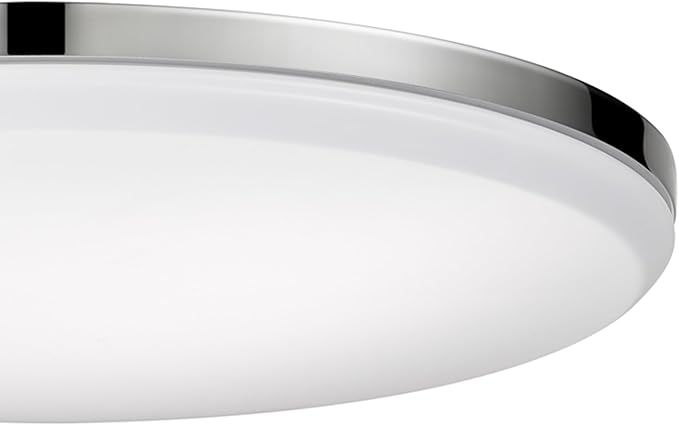 Globe Electric 65584 14" Integrated LED Flush Mount Ceiling Light, Chrome Finish, Frosted Shade, Slim Low Profile, 2200 Lumens, 3000K Warm White, Energy Star Certified