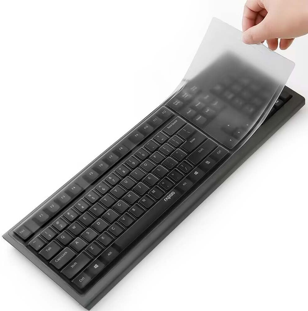 Universal Clear Desktop Computer Keyboard Protection Skin Protector Cover for PC 104/107 Keys Standard Keyboard,Ultra Thin Desktop PC Silicone Waterproof Dustproof Keyboard Cover (Type-A)