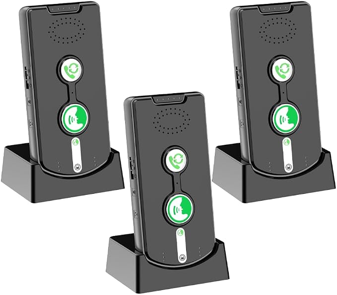 2 Way Intercom for Home Upgraded, Portable Wireless Intercom System for House with 5 Level Volume and Ringtones Adjustment Rechargeable for Hospital Hotel Office Business 3 Pack(Black)
