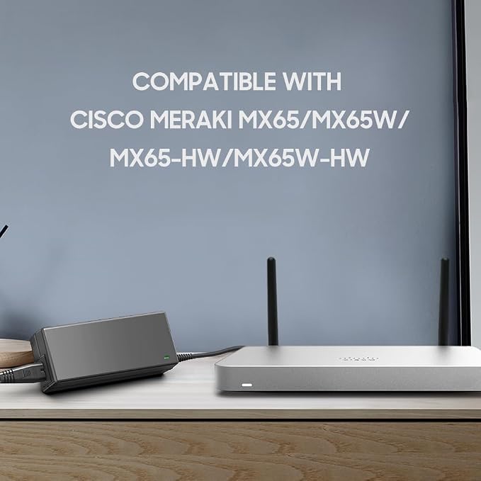54V Adapter Compatible with Cisco Meraki MX65 MX65W MX65-HW MX65W-HW MA-PWR-90WAC 640-47010 600-47010 Cloud Managed Router Advanced Security License 1.67A 90W 90.18W Power Supply Cord Charger