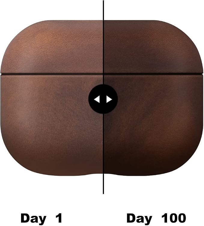 Maogoam for AirPods Pro 2nd Generation Leather Case Cover with Button, Genuine Oil Wax Crazy Horse Cowhide Leather Case for Airpods Pro 2, Indiana-Jones Style, The Front LED Visible,Dark Brown