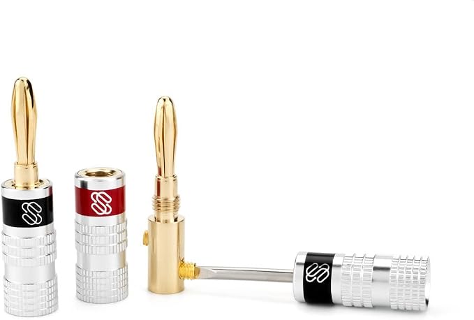 Sewell Silverback Banana Plugs, 24k Gold Dual Screw Lock Speaker Connector, 12 Pairs