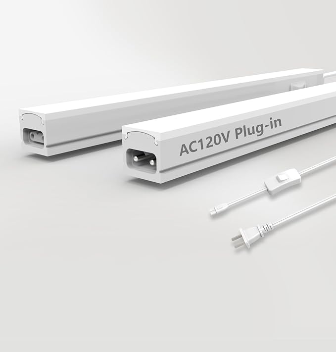Leetdud Under Cabinet Lighting Plug in, 32 Inch 2 Pcs, Linkable AC120V 3CCT 3000K/4000K/5000K Ultra Slim, LED Under Cabinet Lights for Counter Light, Kitchen, Shelf, Sink, Workshop, Desk, White