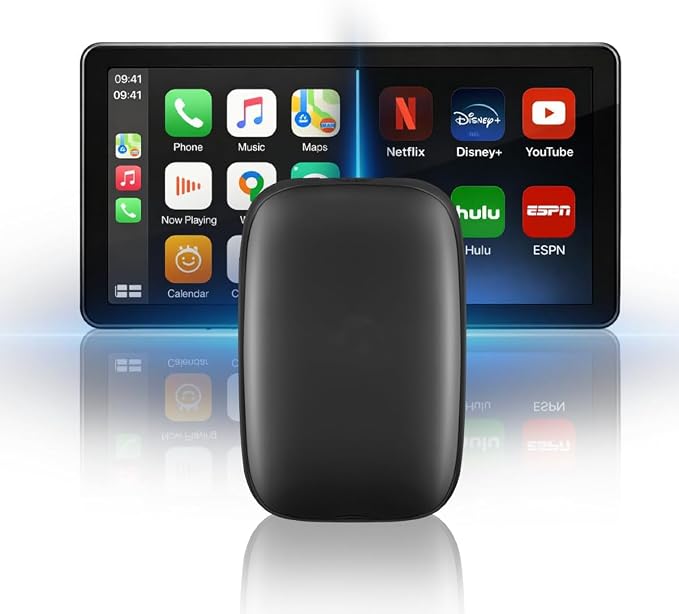 AutoSky AI Box Lite Air – Wireless Adapter for Factory CarPlay – Stream Personal Media & Online Apps via Phone Hotspot – Fast Plug & Play Performance – Works with Authorized Accounts