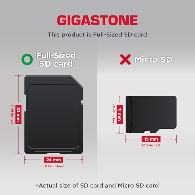 GIGASTONE 64GB SD Card, Camera Plus, UHS-I U3 Class 10 SDXC Memory Card Full HD Video for Digital Camera, with 1 mini case