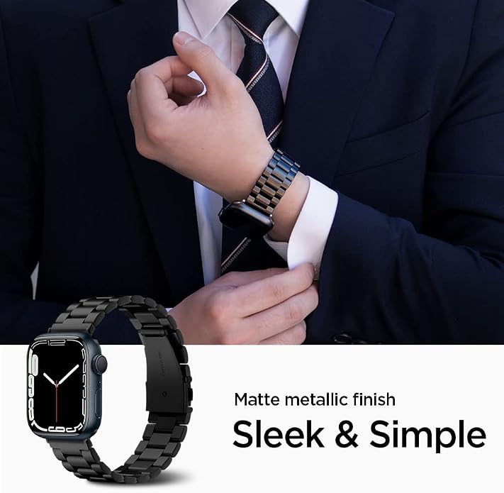 Spigen for Apple Watch Band, Modern Fit Compatile with Ultra 3/2/1 49mm, Series 11/10 46mm, 9/8/7 45mm, SE3/SE2/SE/6/5/4 44mm, 3/2/1 42mm Premium Business Wristband Strap