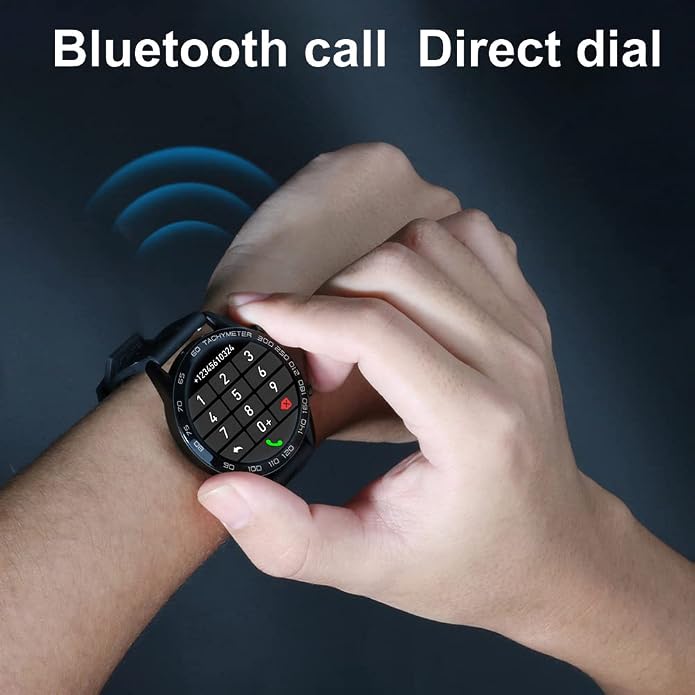 Men Smart Watch for Android iOS, Bluetooth Calls Voice Chat with Heart Rate/Sleep Monitor Fitness Tracker, 1.3" Full Touch Screen IP67 Waterproof Stainless Steel Activity Tracker for Men