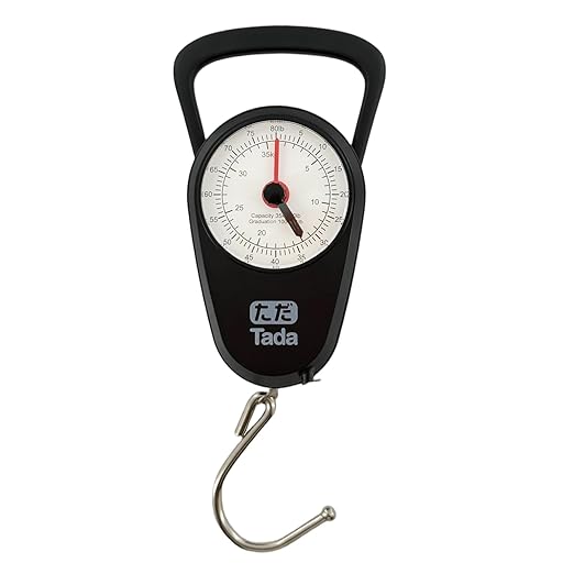 Tada 80lb/35kg Analog Fish Scale with 39-Inch Tape Measure | Manual Scale for Fishing, Farm, Luggage with Memory Pointer, No Battery Needed