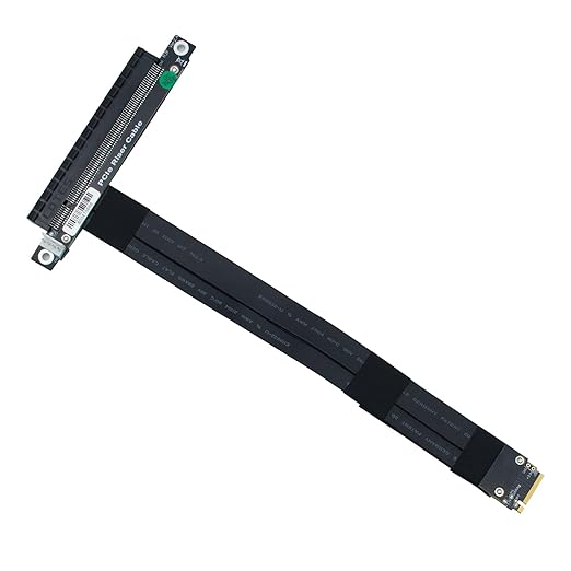 10Gtek M.2 NVMe to PCIe 3.0 x16 Riser Cable, M.2(M Key) 180 Degree to PCIe 180 Degree Cable, High-Speed Extension for GPU/SSD, 15cm/0.5ft